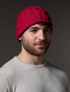 Merino Wool Cable Knit Hat - Chillipepper