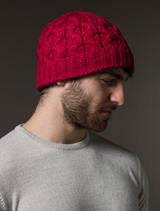 Merino Wool Cable Knit Hat - Chillipepper