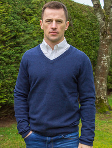 Mens Lambswool V-Neck Sweater  - Navy Night