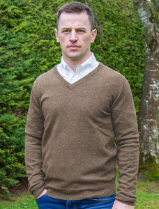Mens Lambswool V-Neck Sweater - Mole