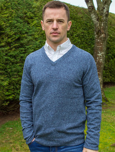 Mens Lambswool V-Neck Sweater - Ink