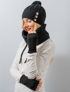 Super Soft Fingerless Mittens  - Black
