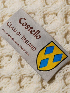 Costello Clan Aran Bed Runner - Label