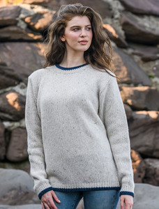 Ladies Wool Cashmere Fisherman Sweater - Chalkstone