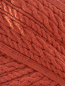 Merino Aran Cable Crossover Wrap with Buttons - Autumn Leaf Detail