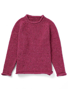 Ladies Roll Neck Wool Sweater - Pink Heather