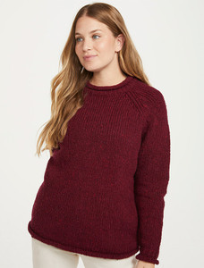 Ladies Roll Neck Wool Sweater - Winter Berry