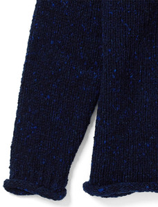 Ladies Roll Neck Wool Sweater - Navy Nep