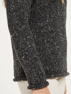 Ladies Roll Neck Wool Sweater - Charcoal