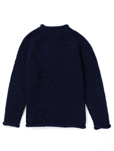 Ladies Roll Neck Wool Sweater - Navy Nep