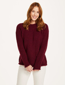 Ladies Roll Neck Wool Sweater - Winter Berry