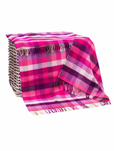  Merino Wool Cashmere Throw - Pink Mauve Purple
