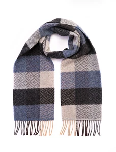Irish Cashmere Merino Scarf  - Silver Denim & Charcoal