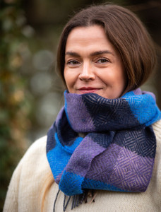 Irish Cashmere Merino Scarf - Navy & Purple