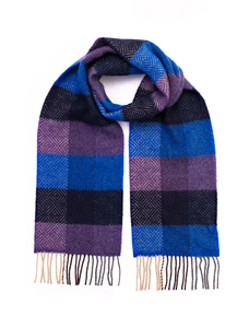 Irish Cashmere Merino Scarf - Navy & Purple