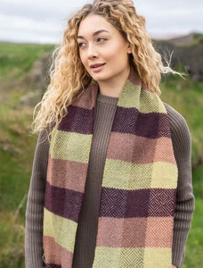 Wool & Cashmere Scarf - Green & Wine