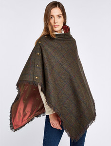 Hazelwood Pure Wool Tweed Poncho - Hemlock | Aran Sweater Market