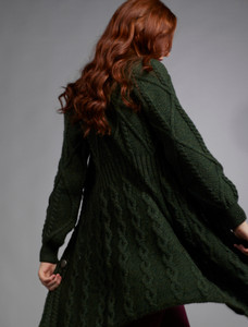 ‎Women's Ar‎an ‎Lo‎ng Button Cable & Diamond Coat