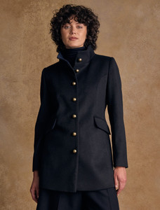 Lynn Tweed Coat - Navy Melton