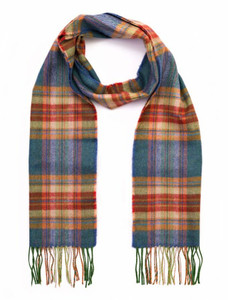 Fine Merino Plaid Scarf - Turquoise Pink Check