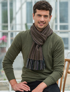 Alpaca Scarf - Beige Purple & Charcoal