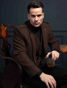 O'Brien Brown Herringbone Tweed Jacket
