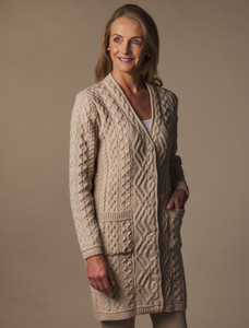 V-Neck Coat with Patch Pockets - Parsnip