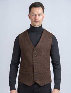 アパルトモン Original Yarn Tweed VEST SevenBoy Men's Tweed Dress Vest Double Breasted Wool Suit
