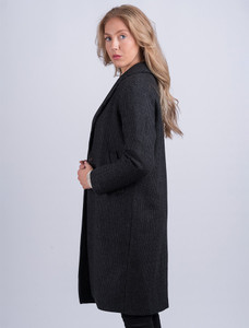 Ladies Irish Tweed City Coat - Black Check