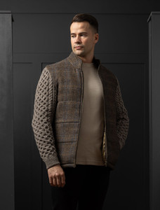 Shackleton Horse Brown Tweed Jacket With Cable Knit Sleeve