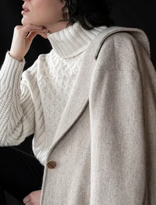 Ladies Irish Alpaca City Coat - Natural