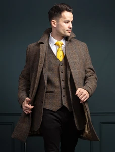 Men's Tweed Hunting Coat - Horse Brown