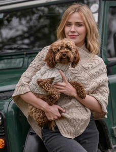 Aran Cable & Diamond Dog Sweater - Oatmeal