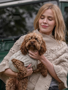 Aran Cable & Diamond Dog Sweater - Oatmeal