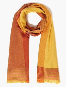 Giant Merino Wool Scarf -  Mustard Block