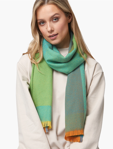 Giant Merino Wool Scarf -  Green & Blue