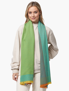 Giant Merino Wool Scarf -  Green & Blue