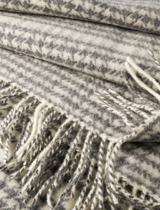 Cashmere Wool Throw - Charcoal Grey Herringbone