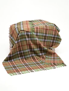 Irish Wool Picnic Throw - Green, Beige & Blue
