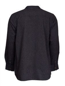 Men's Comfort Cotton Grandfather Shirt - Black with Burgundy Stripes