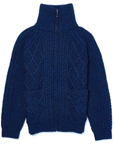 Hand Knit Zipper Card‎igan with Pockets - Nighshade