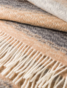 Merino Wool Cashmere Throw - Camel Grey & Brown
