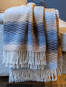 Merino Wool Cashmere Throw - Camel Grey & Brown