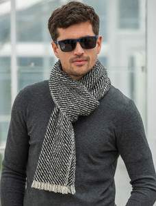 Atlantic Scarf - Charcoal & Beige
