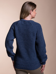 Ladies Irish Fishermans Ribbed Sweater - Caspian