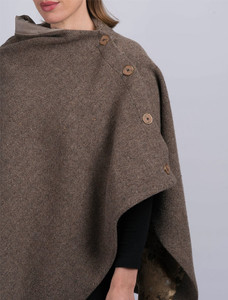 Women's Fawn Tweed Wool Poncho