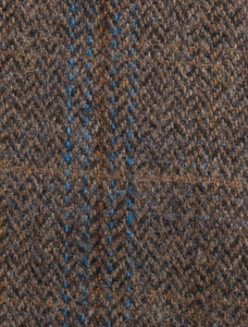 Luxurious Wool Tweed Snood - Brown Hunting Check Macro