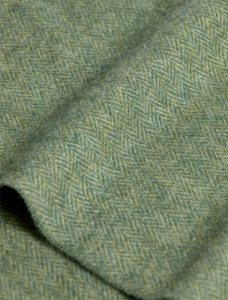 Lambswool Scarf - Light Green Herringbone