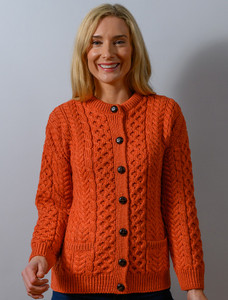 Merino Wool Aran Lumber Jacket - Autumn Leaf