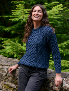 Womens Traditional Aran Wool Sweater - Blackwatch